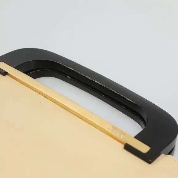 GUCCI Hand Bag Leather Beige Gold